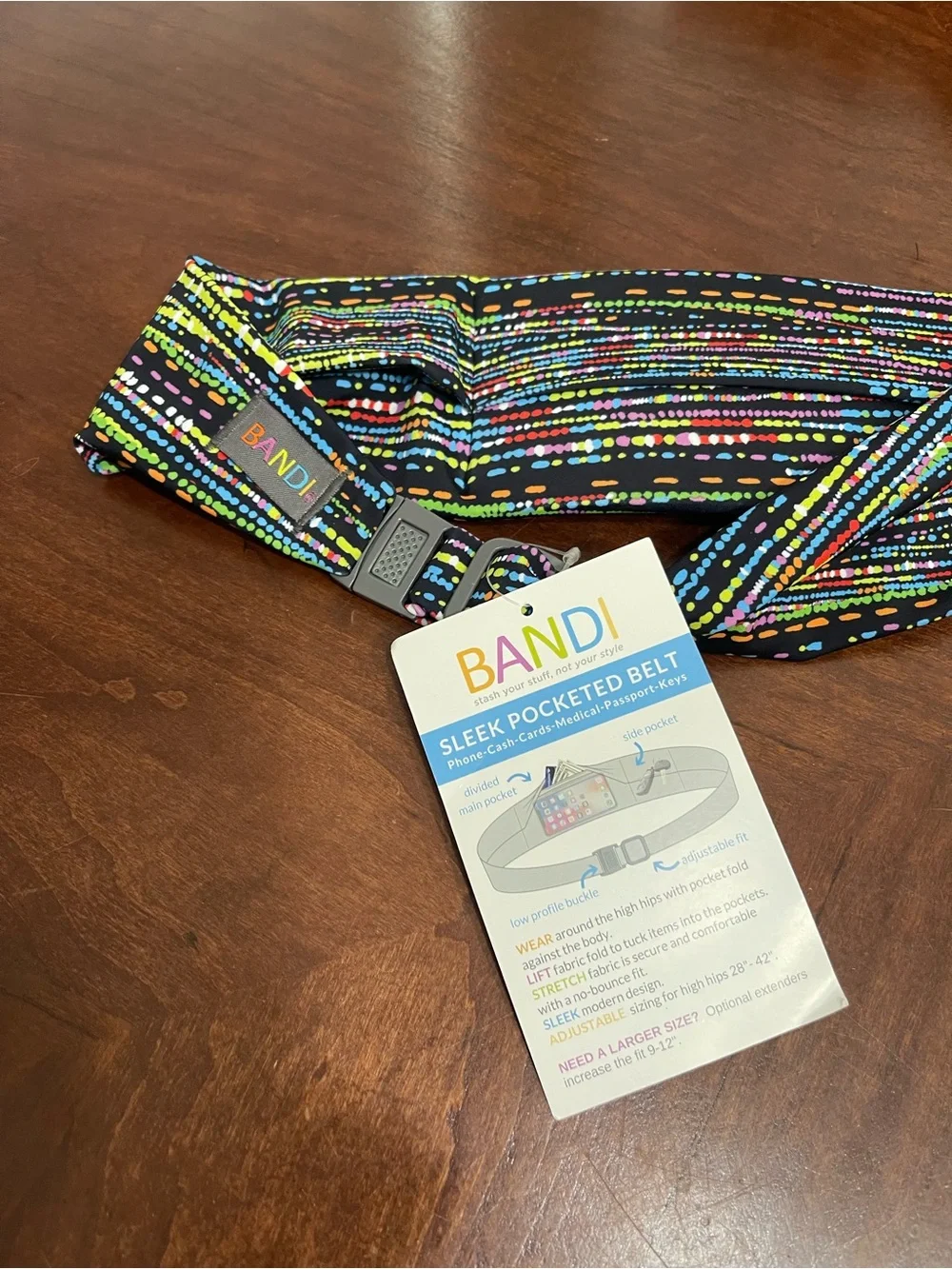 BANDI Multi-Color Neon Stripe Confetti Active‎ Travel Pocket Belt phone